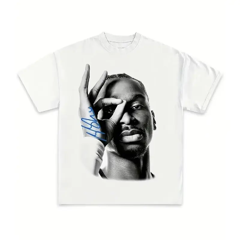 Unisex 3XL Vintage Aesthetic Smooth Cotton Oversized Shortsleeve T-Shirt - Shai Gilgeous-Alexander Inspired, Bold All Over Print Round Neck Fashion Streetwear for Game Day Sports Tops (Pair with Sneakers), Tshirt, Menswear