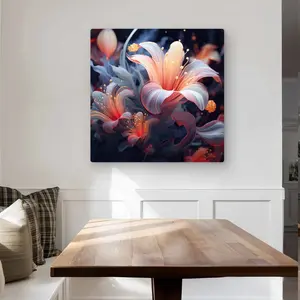 MWW C1MP3232I4HYXB 32 x 32 in. Astral Bloom - Black Metal Print Wall Art for Home Decor - Art Piece