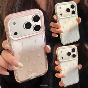 Solid Color Dot iPhone 17 16 Pro Max Protective Phone Case Cover Compatible with 14 Simple Japanese and Korean Style 13 Transparent 15 Soft