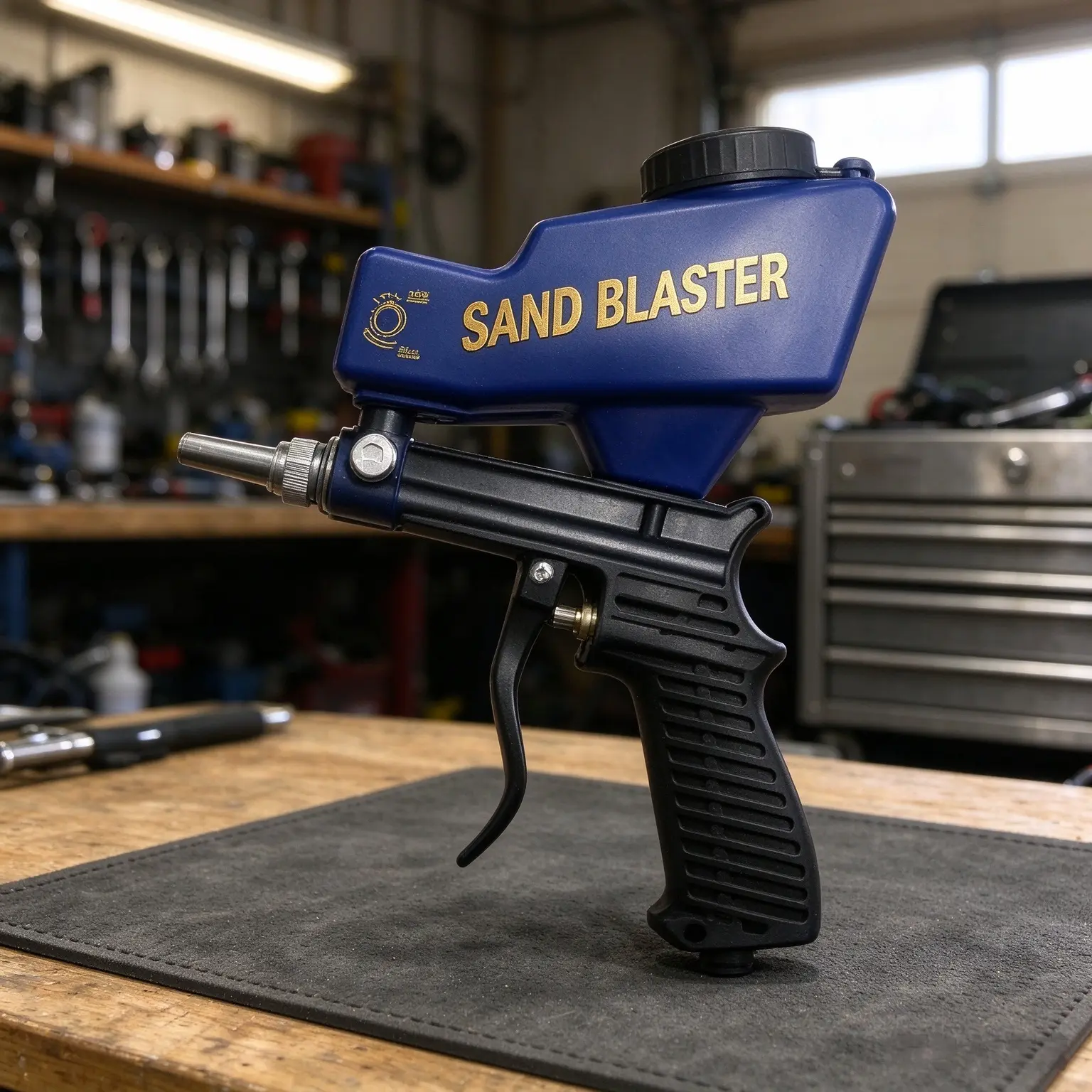 Gravity Feed Handheld Sand Blaster Gun Kit, Portable Air Abrasive Blasting Tool, Lightweight Plastic Build, DIY Automotive Surface Prep Tool, For Rust, Paint & Scale Cleaning On Metal Surfaces