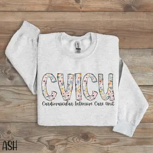 CVICU Nurse Short Sleeved T-SHIRT / Sweatshirt, Cardiovascular ICU Nurse T-Shirt,  Cardiovascular Intensive Care Unit Shirt, Cvicu nurse shirt Cotton Crewneck