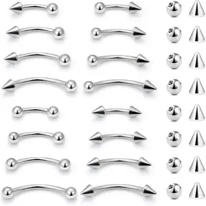 Eyebrow Piercing Jewelry Surgical Steel Curved Barbell Tiny Eyebrow Ring Vertical Labret Lip Jewelry Ear Rook Navel Small Belly Button Ring for Women Men 20g 16g 6mm/8mm/10mm/12mm