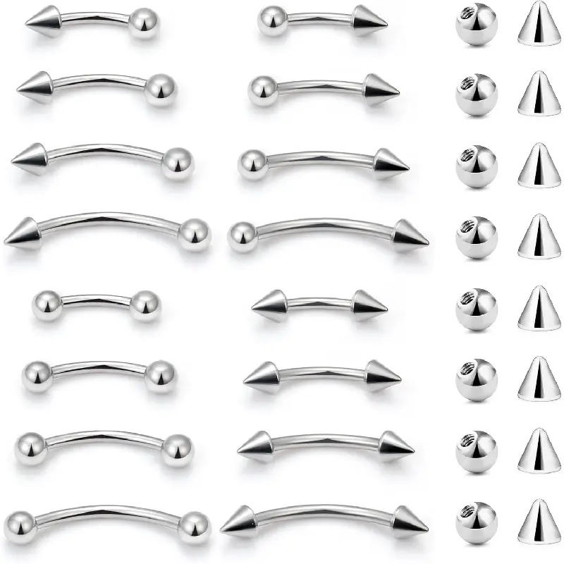 Surgical Steel Curved Barbell Eyebrow Piercing Jewelry 16G 20G 6mm-12mm Frog Eyes Multi Use Piercing Bars for Bridge VCH Snake Eyes Vertical Labret Lip Ear Rook Navel Piercing Accessories for Men Women