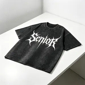 Goth Dark Spike Font Vintage Washed Oversize Fun Short Sleeve | Top of Graduation Class, the whole school's gaze is directly on you! American soft and thick skin friendly vintage cotton T-shirt for graduates' daily campus street wear