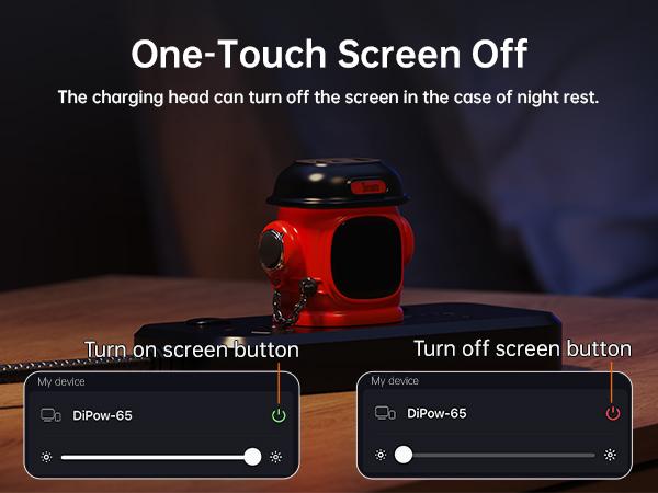 Divoom Dipow 65W USB-C Charger 3-Port Fast GaN Charger with DIY Pixel Display Foldable Compact Wall Block Power Adapter for iPhone 16/15 MacBook iPad Galaxy S23/S24 Switch Red (with 100w Cable) Charging Electronic Cellphone Smartphone Portable Multi-Port