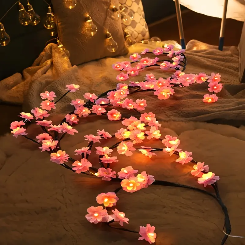 96 LED Sakura Cabinet Lights - USB Pink Cherry Blossom String
