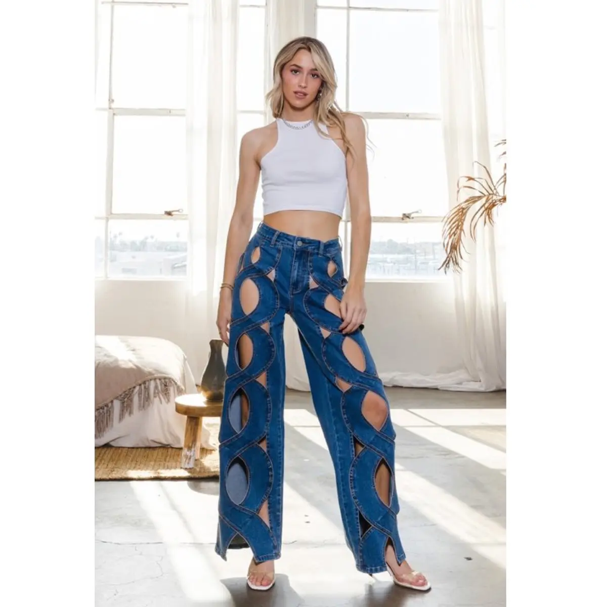 Snake Blue Jeans with cut out