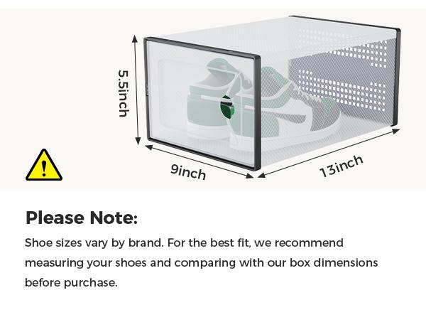 Clear Shoe Storage Boxes, Plastic Stackable Shoe Containers with Lids, Display Sneaker Case Organizer for Closet, Under Bed, Entryway