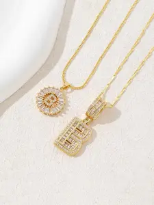 Initial Letter Necklace Set, 26 Letters Pendant Necklaces for Girls and Women, Summer Jewelry Zircon Flower Set, Gift for Siblings, Layering Necklace, Daily Wear Layered Necklaces