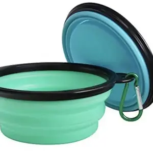 PetSafe Travel Pet Dish for Dogs and Cats - Collapsible Silicone Bowl with Carabiner - Lightweight & Space-Saving - Dishwasher Safe - Teal