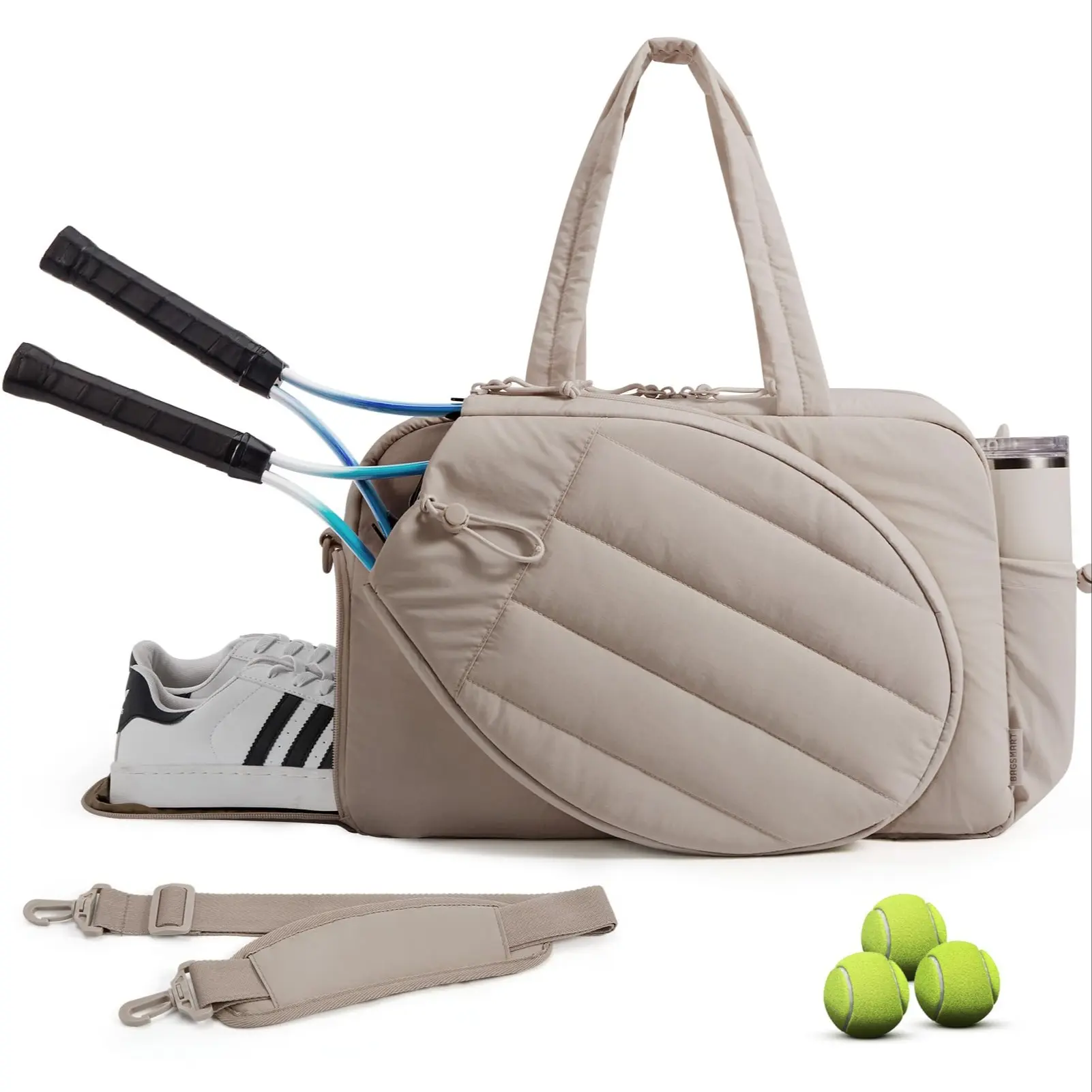 Unisex Tennis Tote Bag, Fashionable Handbag, Holds 2 Sports Rackets, Includes Shoe Compartment and Wet Section, Stylish and Practical, Tennis Equipment, Gear