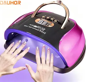 Dauhor UV Nail Lamp 256W, equipped with 4 timing modes, intelligent sensor and 30 lamp beads, detachable magnetic base, suitable for salons and DIY nail art at home, capable of curing nail gel, and a dryer with a portable handle