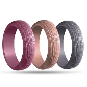 Silicone Rings – 3 Pack WOOD, Tree Pattern – Women, Multicolor, Dersa