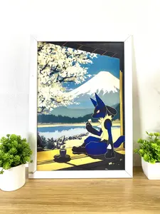 Lucario Tea Series, Anime Style Art, Unframed Wall Art, Anime Wall Decor, Japanese Home Decor