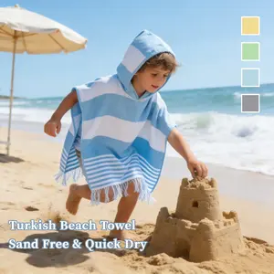 1 Pc Kids Beach Cape, Turkish Sports Towel, Pool Bath Towel, Beach Towel, Vintage Aesthetic, Soft, Absorbent and Quick-Drying, Sand-Free, Machine Washable, Thin and Easy to Store, Suitable for Outdoor and Home Use