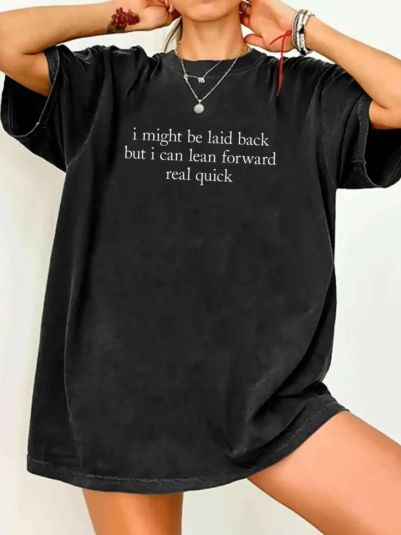 Might Be Laid Back But I Can Lean Forward Real Quick Shirt, Sarcastic Comfort Colors Casual Streetwear Fitted Graphic Printed Shirt For Women, Funny Shirt, Sarcasm Shirt, Meme Tee
