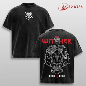 The Witcher Wild Hunt Oversized Fantasy Gamer Tee Washed Graphic Shirt