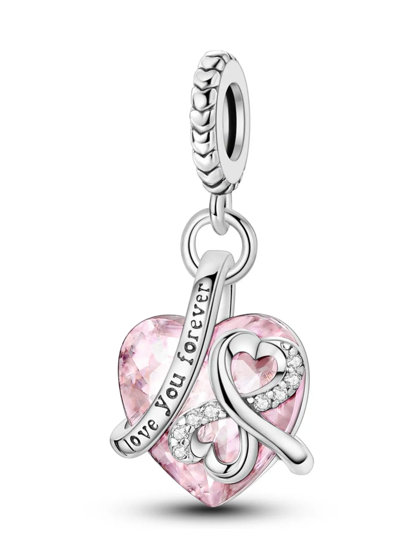 Mother's Day Gift Heart Shaped Charm with Rhinestone Decor, Love Heart Charm, Jewelry Accessories for Women & Girls, Trendy All-match & Exquisite Jewelry for Birthday Gift, Fashion Chic Accessories