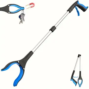 32 Inch Foldable Portable Grab Tool, Garden Equipment, Suitable for Seniors, 4 Inch Wide Claw Mouth Trash Picker, Strong Magnetic Tip Lightweight Garbage Clip