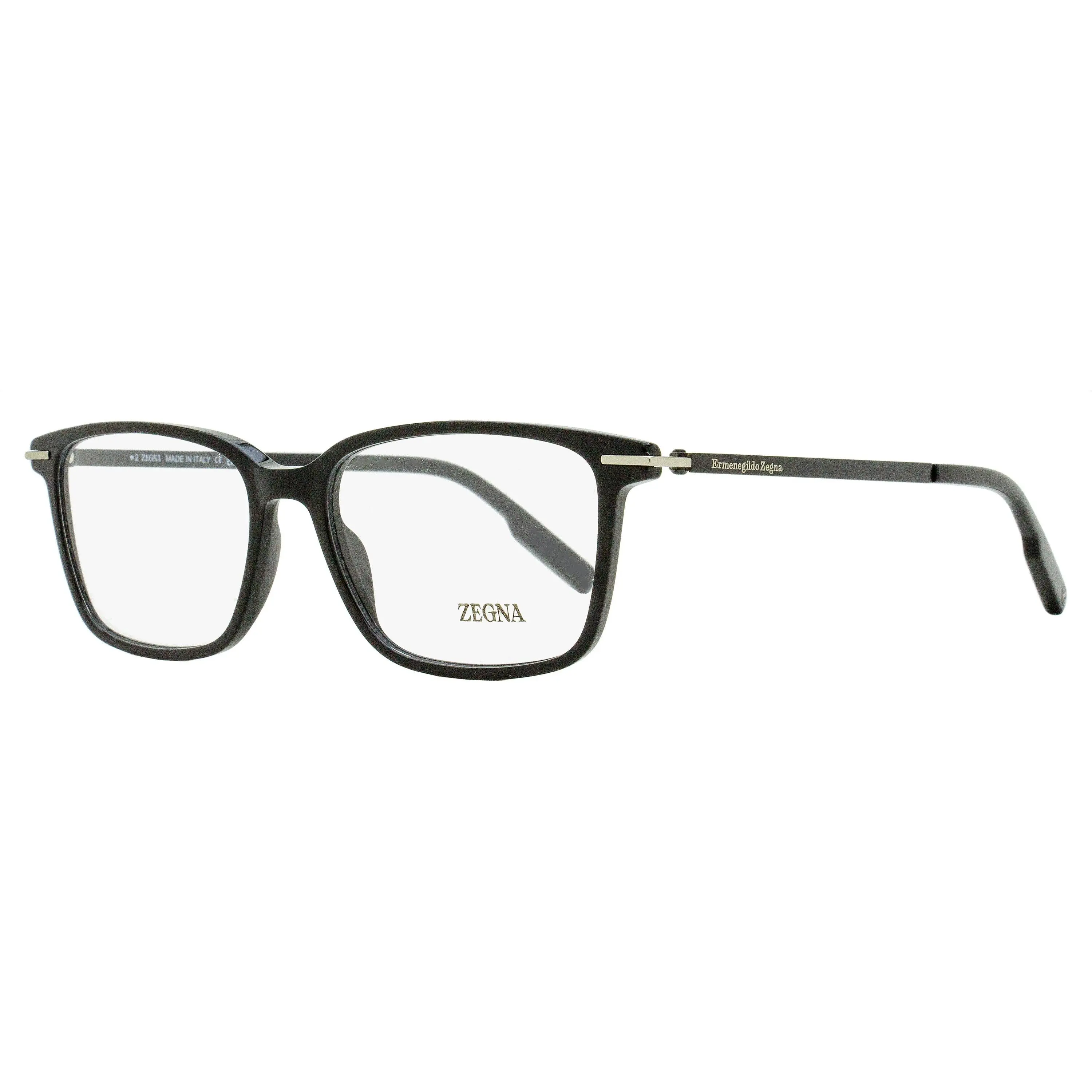 Zegna Leggerissimo Rectangular Eyeglass Frames - EZ5246 001 Black, 54mm, Acetate, Integrated Bridge, Horizontal Accents, Italian Craftsmanship, Luxury and Innovation, Male, Men's Luxury And Innovation, Rectangle, Contemporary, Optical, Modern Tastes, Refi