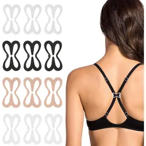 12PCS Bra Strap Holder Clips for Racerback, Bra Strap Clips Anti-Slip Buckles Conceal Straps for Back for Women Cross Back Convertors Adjustable Bra Straps for Conceal Straps and Cleavage Control
