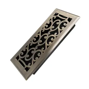 4x10 Inches Heavy Duty Walkable Floor Register - Easy Adjust Air Supply Lever Decorative Floor Vent Covers - Savannah Design Vent Covers for Home