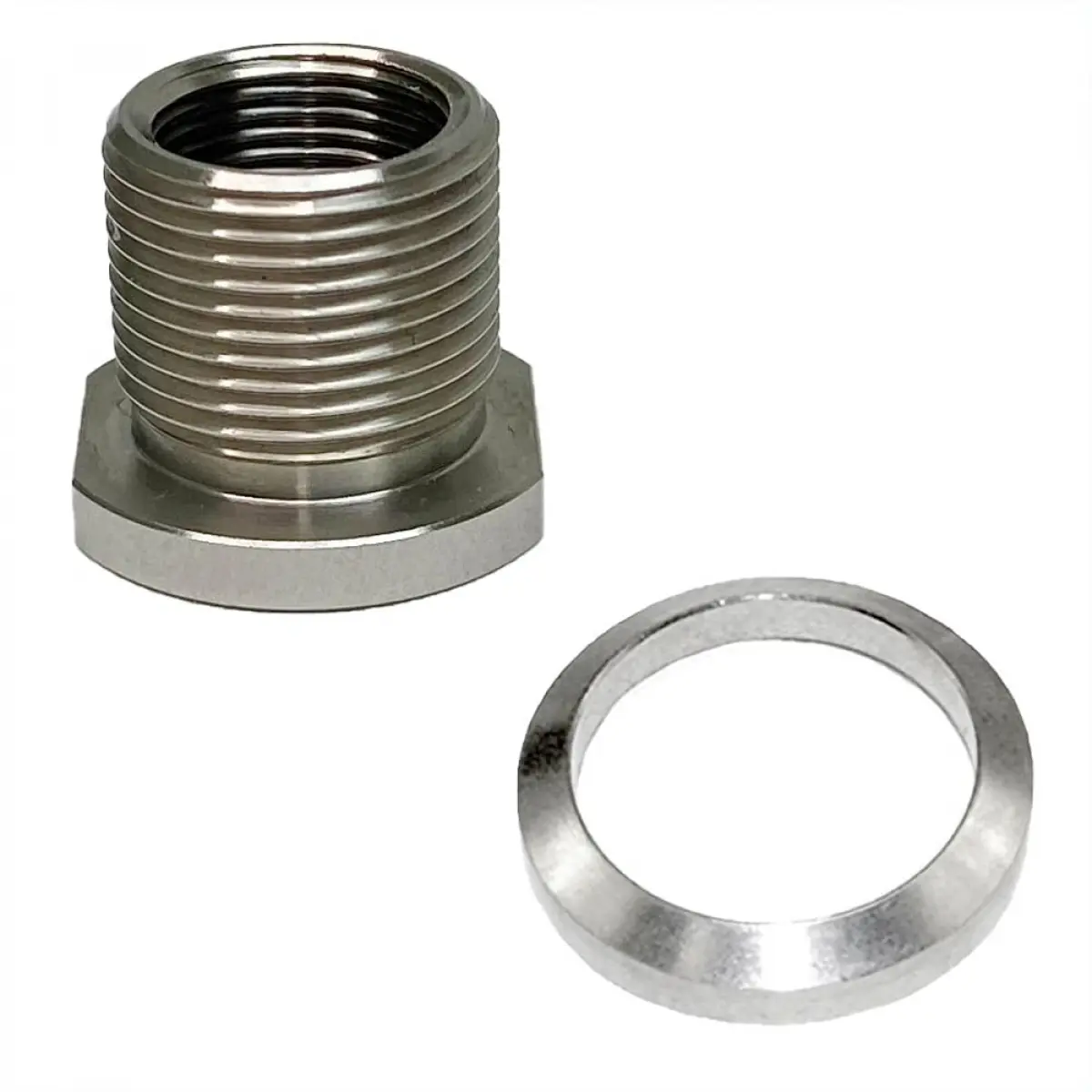 Stainless Steel Pipe Connector Fitting, 1/2x28 to 5/8x24 Thread Adapter with Crush Washer (1 Pc)