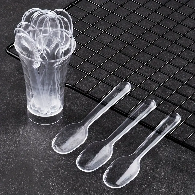 20/100pcs Mini Clear Food Grade Plastic Spoons Disposable Tableware Flatware Utensils For Jelly Ice Cream Dessert