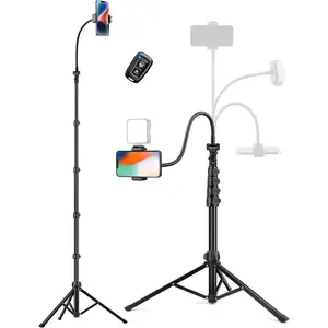 Phone Tripod, 86" Tall Tripod for  with Flexible Gooseneck & Remote, Portable  Cellphone Stand for Selfies, Video Recording,Travel, Compatible with  Android