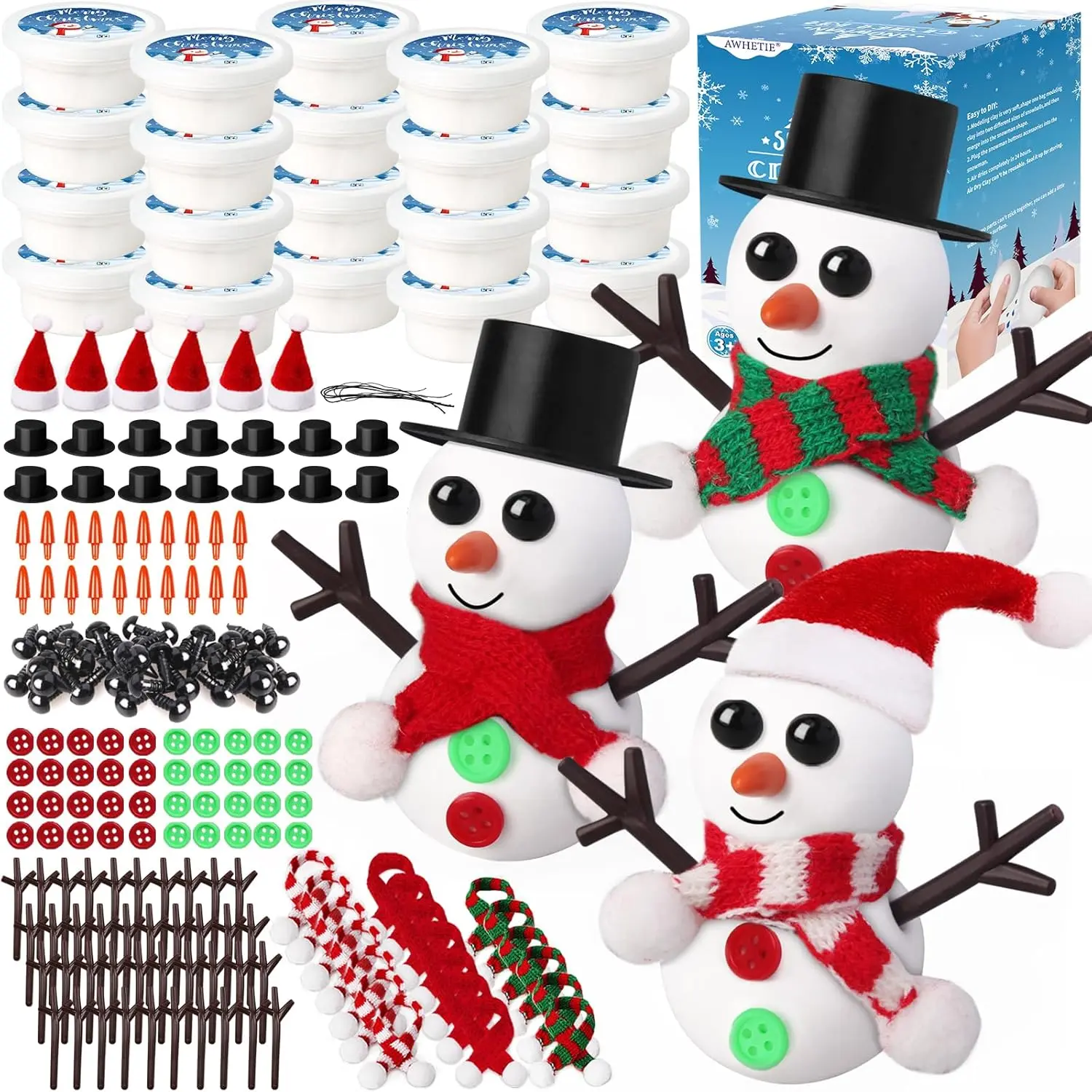 Stocking Stuffers for Kids,Christmas Crafts for Kids Bulk,Build a Snowman Crafts Kit Modeling Clay,Christmas Stocking Stuffers Gifts Activities for Boys Girls