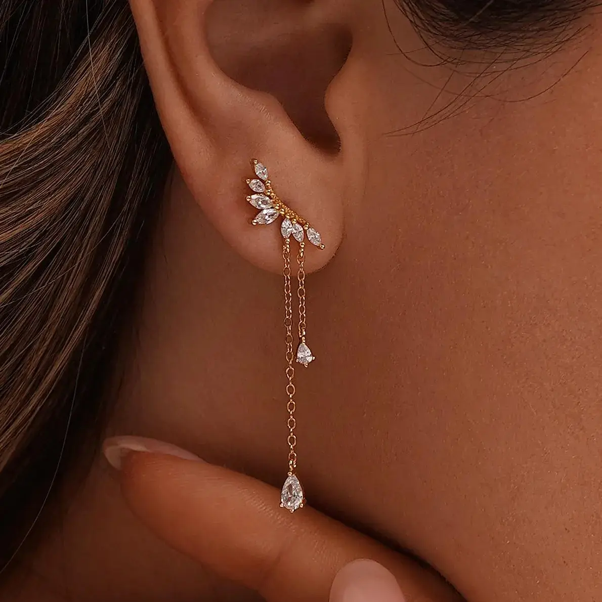 Dainty Diamond Dangle Drop Earrings CZ Diamond Tassel Earrings Wedding Jewelry Bridesmaid Gifts Christmas Present,summerwins