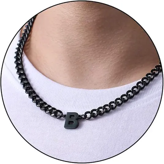 B letter necklace (black)