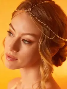 Boho Fashion Double Layer Fringe Rhinestone Forehead Chain, Stylish Bohemian Accessory, Perfect for Parties and Daily Wear