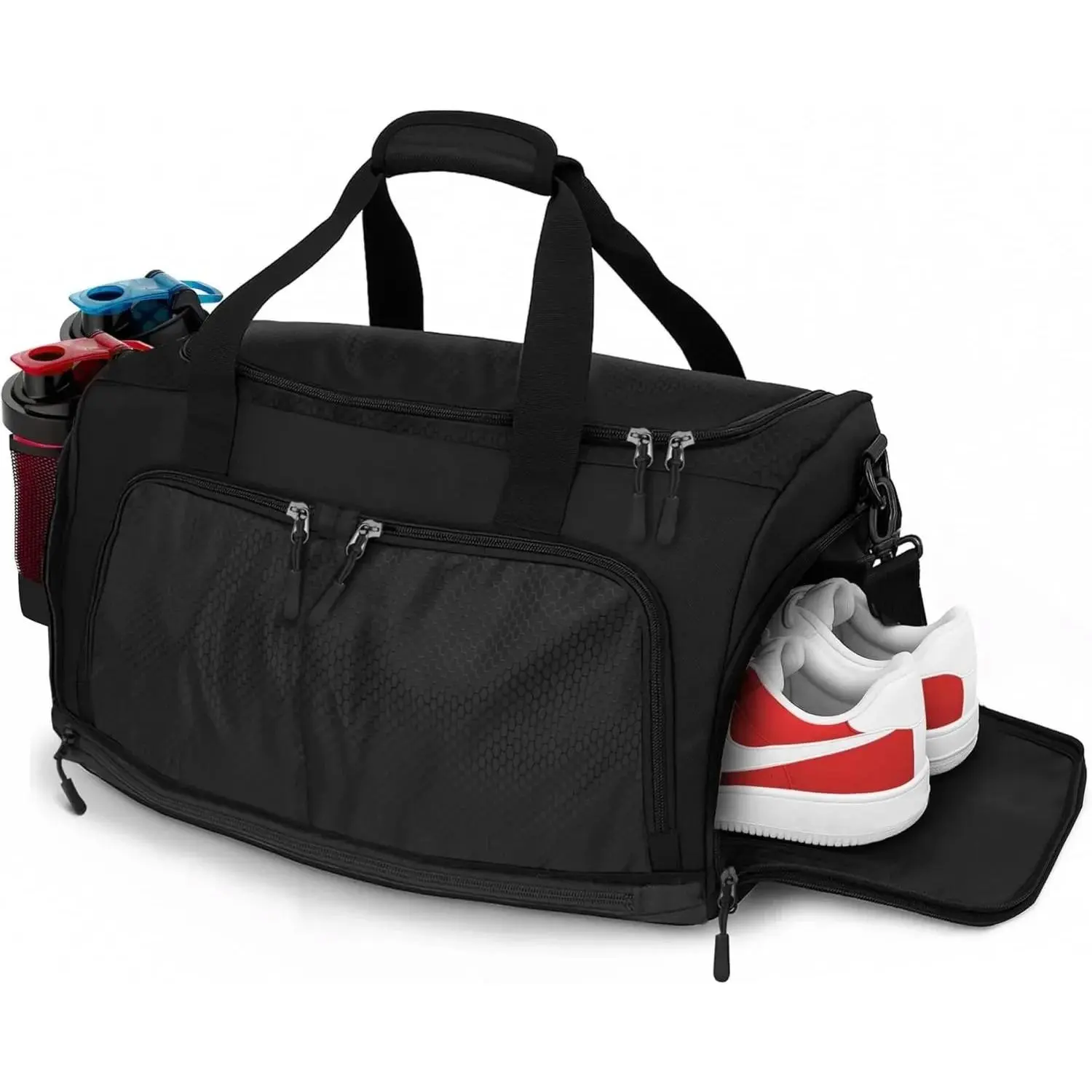 Duffle Bag Gym Bag for Men and Women | Large Black Duffel with Shoe and Wet Compartment | Use for Sport Gear and Accessories | Waterproof Bags for Sports Fitness Workout Travel