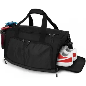 Duffle Bag Gym Bag for Men and Women | Large Black Duffel with Shoe and Wet Compartment | Use for Sport Gear and Accessories | Waterproof Bags for Sports Fitness Workout Travel