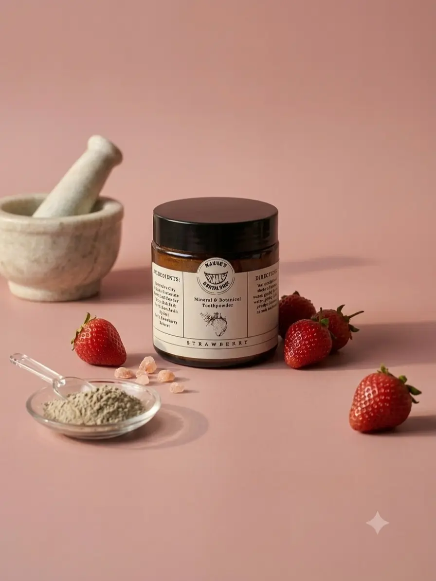 Purelee Naturals Kids/Toddler/Adult Re-mineralizing Sweet Strawberry Toothpowder, Natural Ayurvedic Toothpaste Alternative