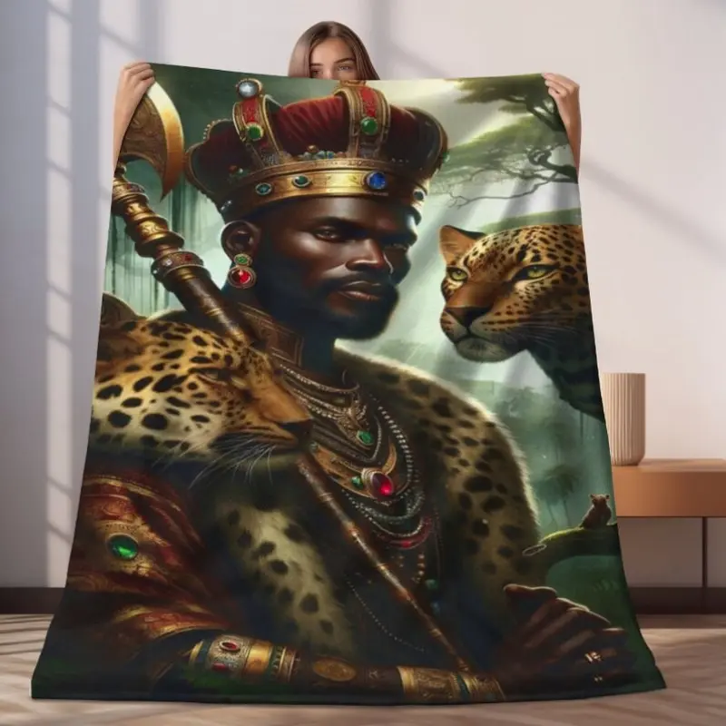 Lightweight Blanket - Shango | Regla De Ocha | Orisha Gift | Yoruba | Unique Gift | Santeria | African Deity | Spiritual Gifts | Flannel Blanket