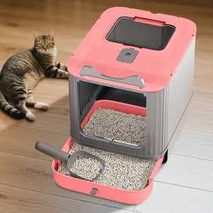 Drawer Style Cat Litter Box, Foldable Collapsible Design