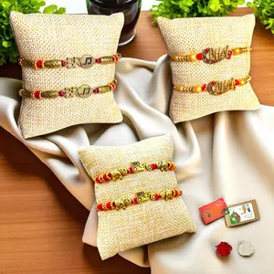 Cherished Rakhi Gift Set for Brother & Bhaiya Bhabhi | Handmade Cotton Thread Rakhi, Roli Chawal, Greeting Card | Celebrate Raksha Bandhan