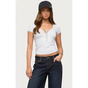 Edikted Women's Balor Lace-Up T-Shirt