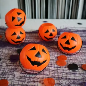 6pcs - Halloween Pumpkin Bucket, Plastic Witch Refining Bucket, Non Charged Handheld Bucket, Candy Box, Candy Collecting Prop, Suitable for Festival Venue Decoration Prop, Home Living Room Desktop Decoration
