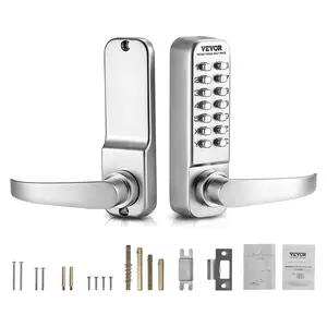 VEVOR Mechanical Keyless Entry Door Lock, 14 Key Mechanical Door Lock, Mechanical Keypad Door Lock with Handle, Stainless Steel Waterproof Keyless Gate Lock, for Home Office Outdoor Fence Garage Yard