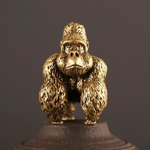 Brass Desktop Decoration Antique Micro-Carved King Kong Gorilla Monkey Decoration Tea Ornaments Furnishings Ornaments Office Desktop Home Office Table Decoration Decoration