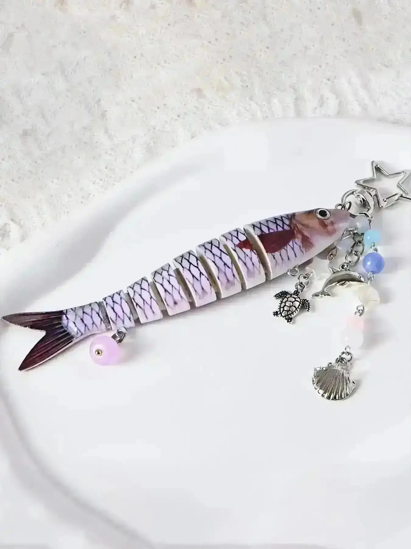 Creative Fish Design Keychain Cute Fishing Lure Women Men Fashion Accessories Daily Use Trendy All-Match Exquisite Birthday Gift Cool Keychains Hypoallergenic Handmade Chic Love Statement Shiny Catching Party Gold