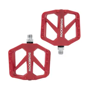 ROCKBROS Mountain Bike Pedals Flat MTB Pedals Nylon Fiber Bicycle Platform Pedals for Road Mountain BMX MTB Bikes Secure Footing 110mm Wide Platform Anti-Skid Nails Durable Construction