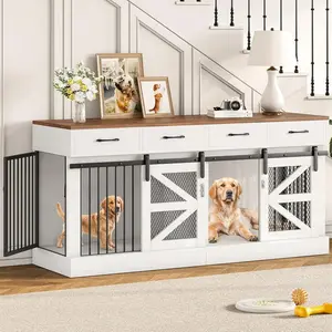Chic Double Dog Crate with Storage