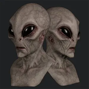 1pc Realistic Alien Face Mask with Large Eyes & Expressive Eyes - Lifelike Beige Texture for, Costume Parties, Themed Events, Halloween Animatronic, Aliens Wall Art, Alien Prosthetics, Halloween Costume Aliens, Aliens Wall Decor, Alien Mask