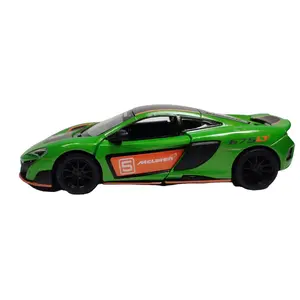 KINSMART McLaren 675LT Diecast Model Car 1:36 Scale 5 Inches Green Color Openable Doors Pull Back Action Collectible Toy