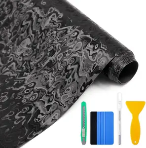 Forged Carbon Fiber Vinyl Wrap with Tool Kits, Black Ghost Textured  Stickers Decal Film Sheet DIY Custom  Project Wrap for   Interior Exterior(1ft x 5ft)