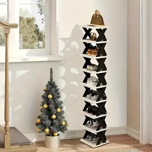 Foldable shoe rack, easy to assemble, durable material, multifunctional storage for home and dormitory, space saving, living room organizing, efficient shoe storage, standalone unit, student dormitory, home storage
